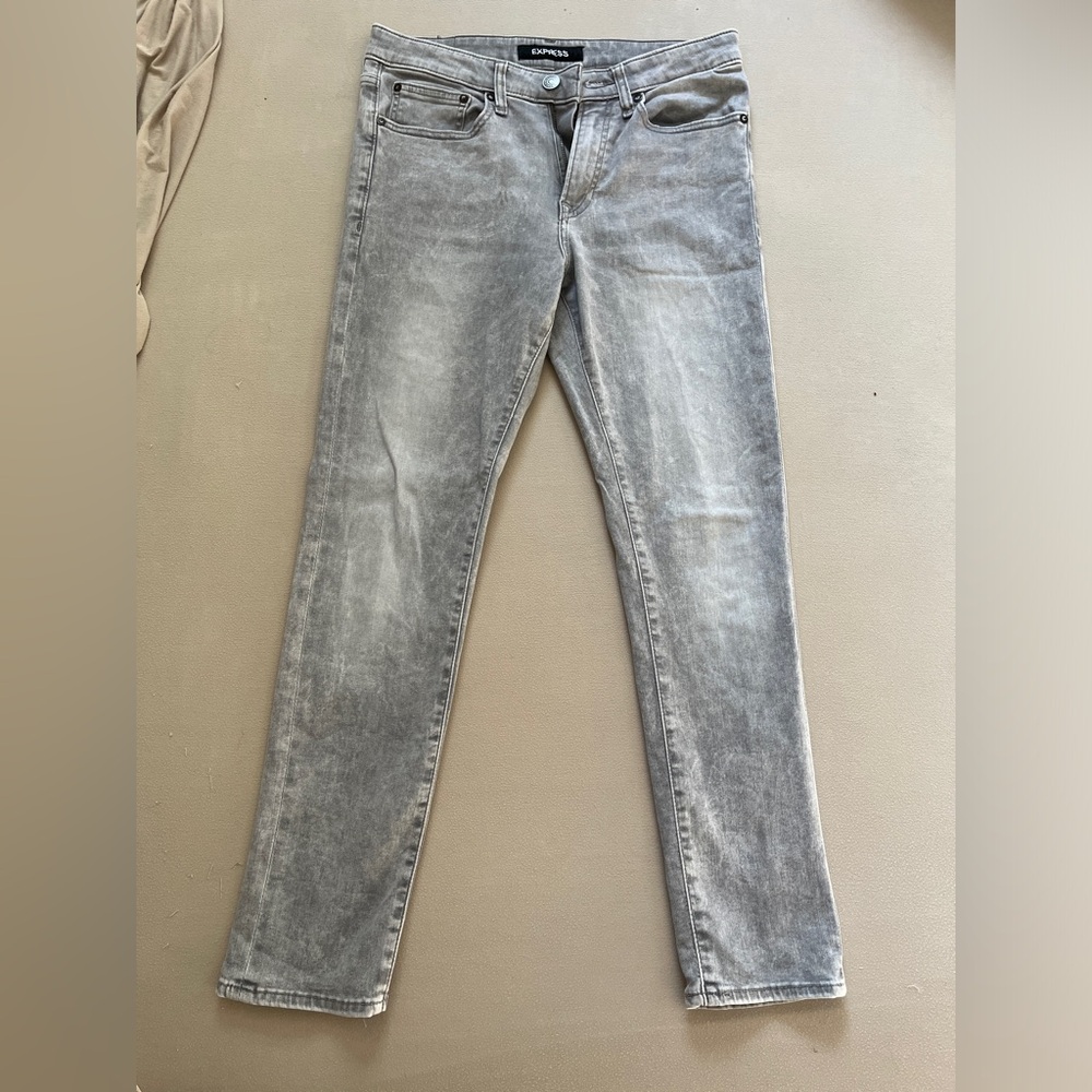 Express Gray Hyper Stretch Slim Jeans Size 30 x 30
